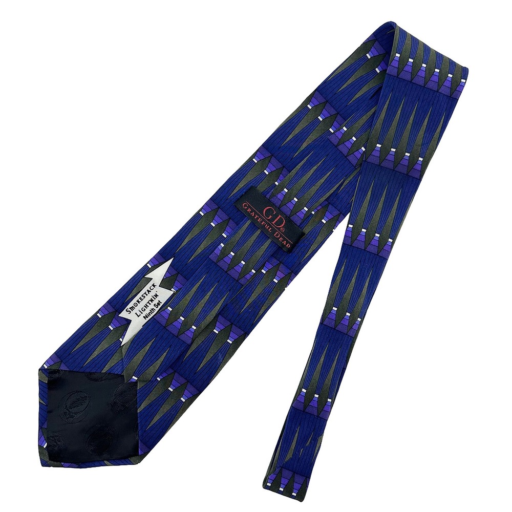 GRATEFUL DEAD Vintage 1996 Men's Geometric Print Neck Tie • 100% Silk • purple - Picture 5 of 7